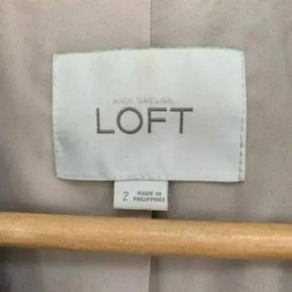 Loft Black Nude Tan Cotton Cropped Fitted Floral Eyelet Dress Blazer Jacket XS 2 - Picture 7 of 8